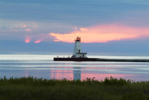 Ludington's North Breakwater Lighthouse near Harbor Cafe