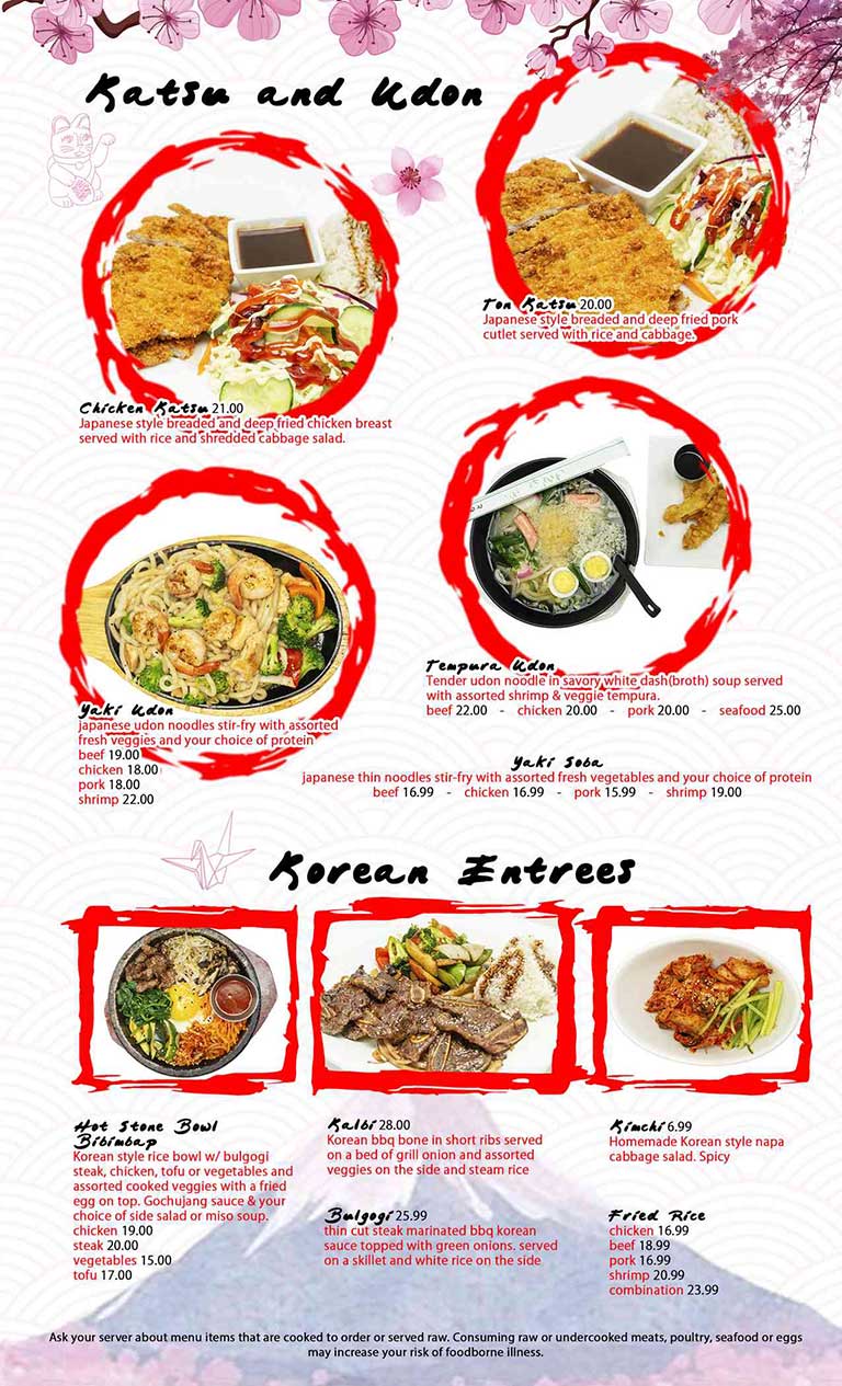 Tokyo Hibachi & Sushi Bar Ludington Menu Page 3